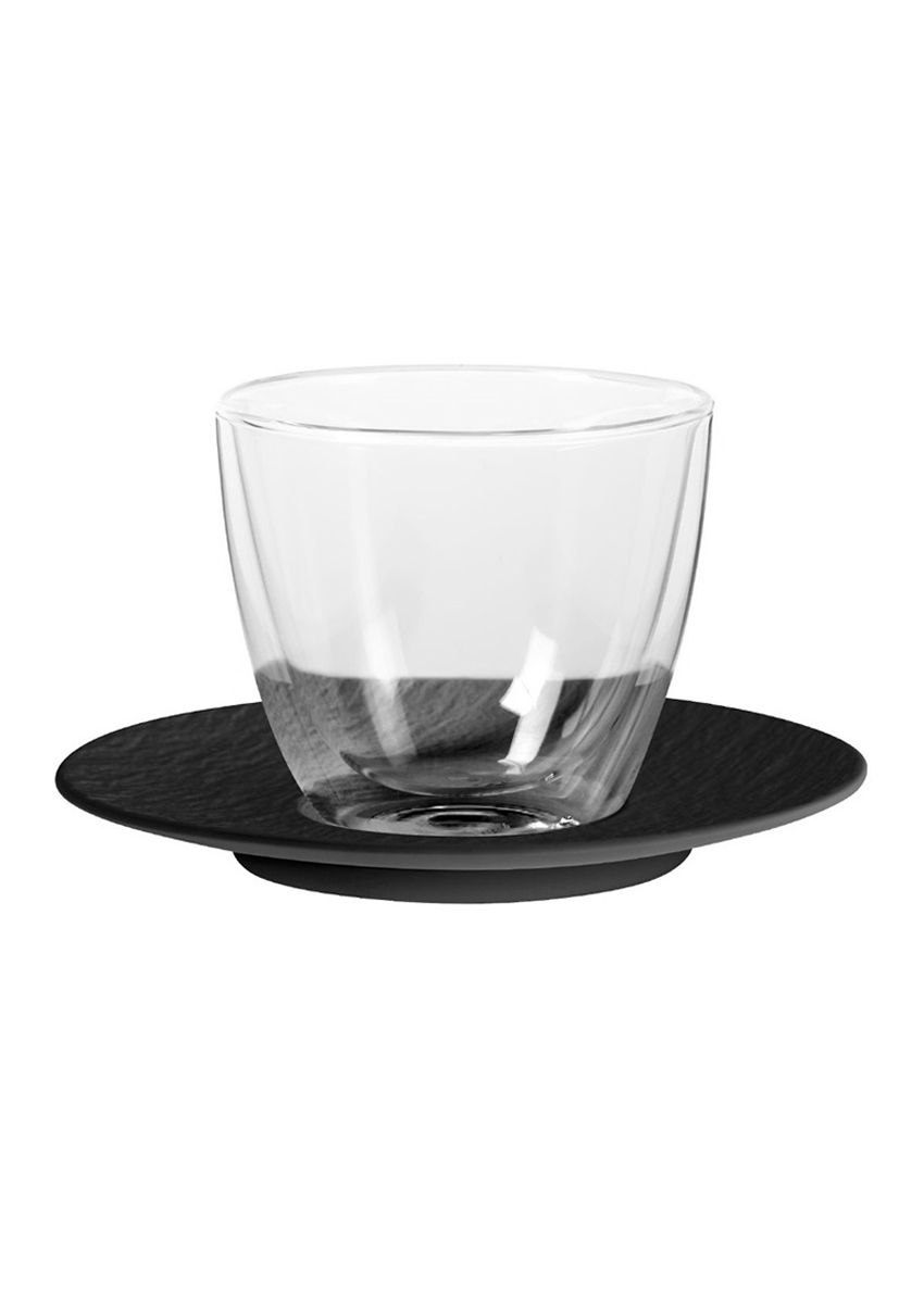 Стакан для горячих или холодных напитков 420 и блюдце D17cm Villeroy & Boch Manufacture Rock Black Matt