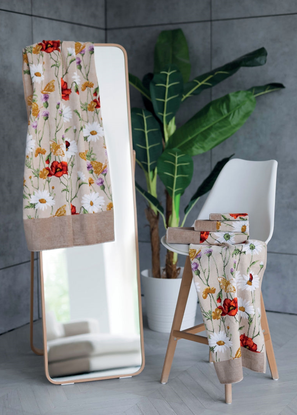 Полотенце шенилл махровый Daisy Field Beige 75x150cm