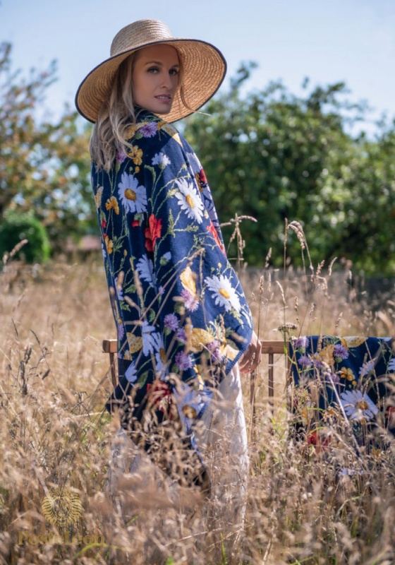 Полотенце шенилл махровый Daisy Field Blue 75x150cm