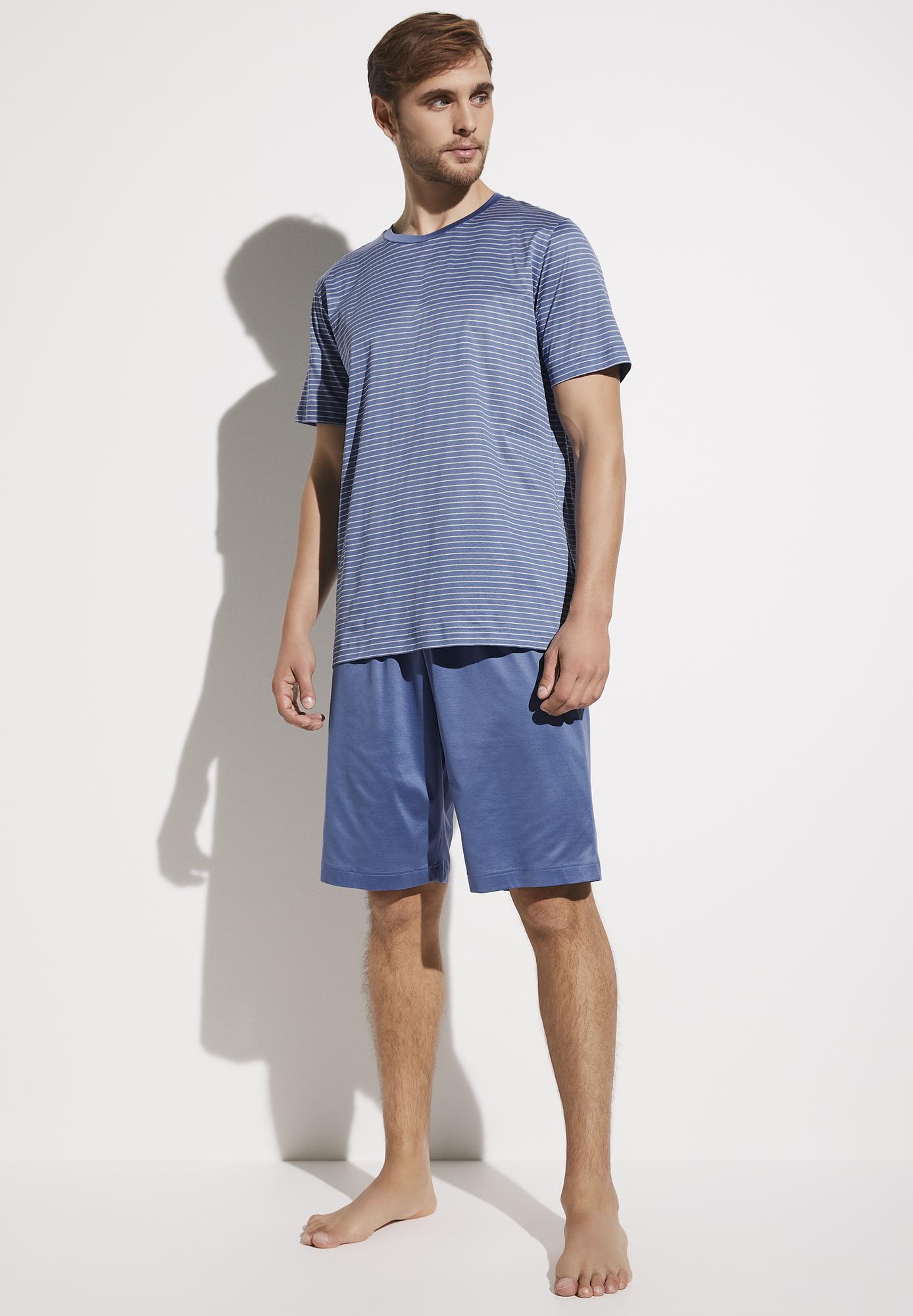Мужская пижами Zimmerli blue stripes с шортами