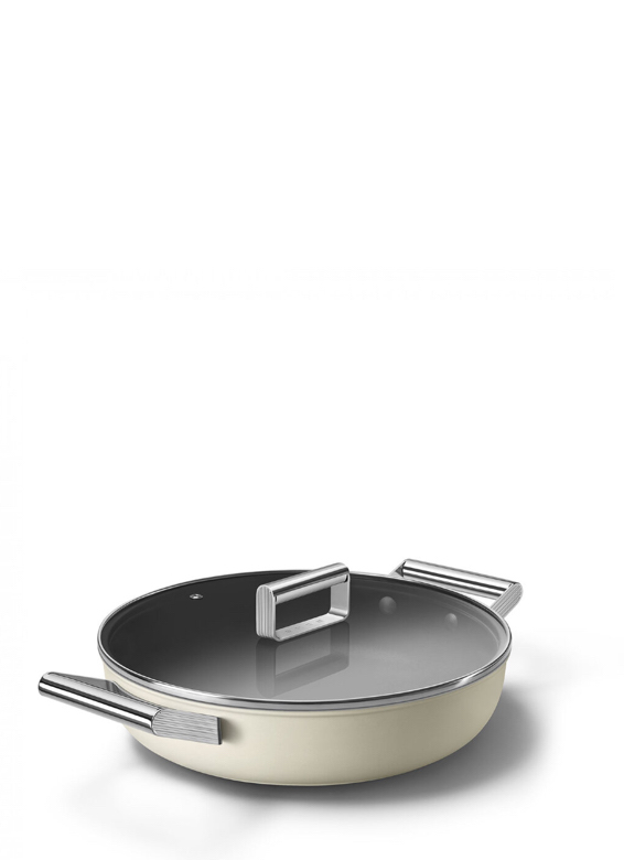 SMEG Глубокая сковорода с двумя ручками и крышкой, 28 см кремовая