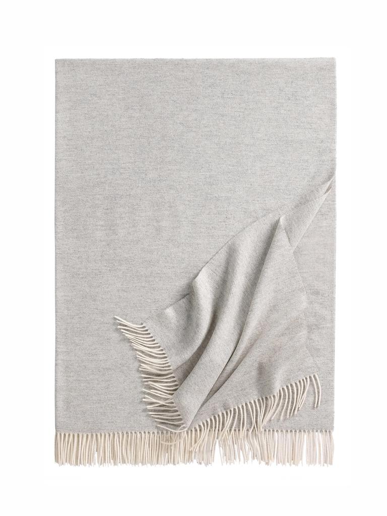 Плед с бахромой Boston Eagle, 100% овечья шерсть, 130x200см, Gris (светло-серый)