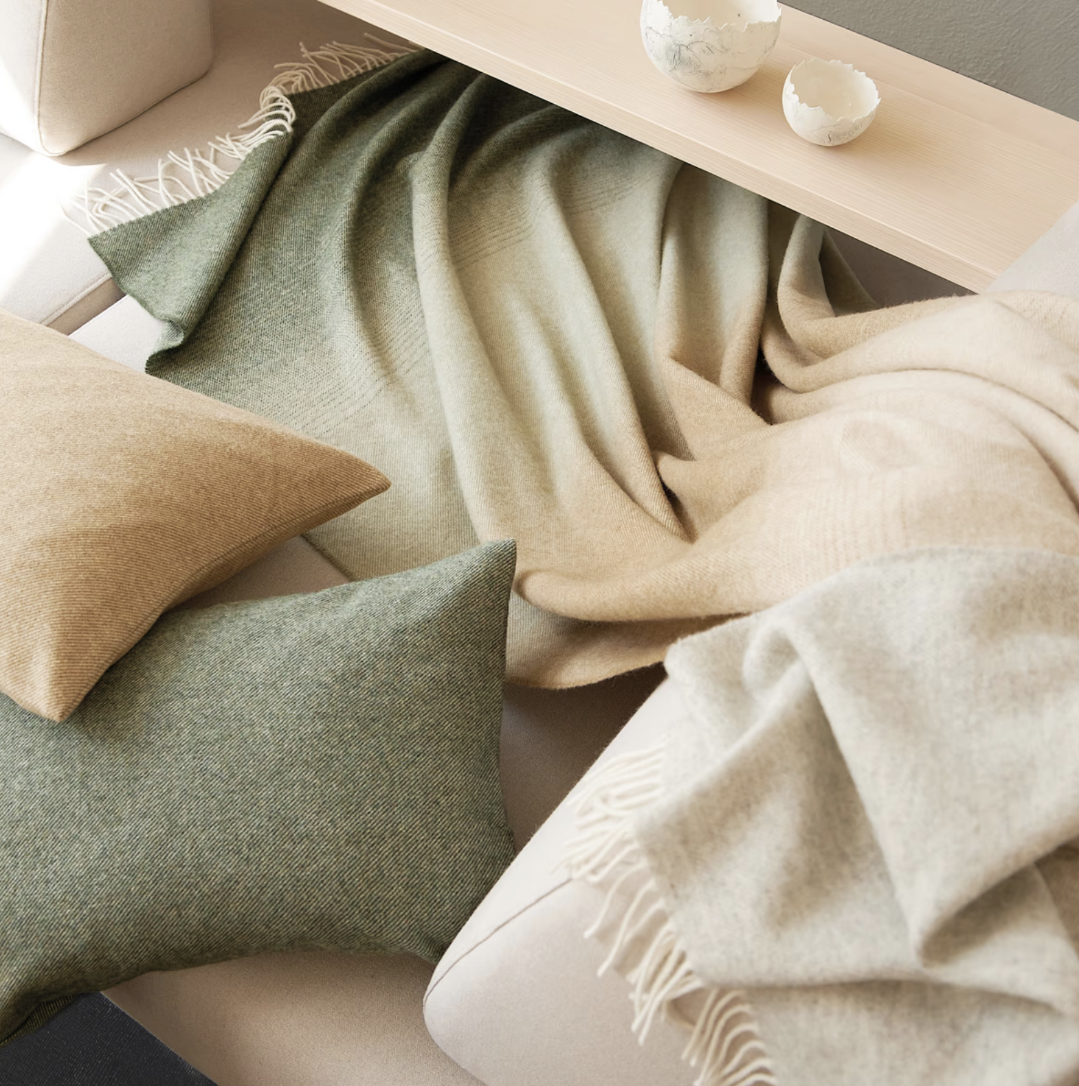 Плед с бахромой Missouri, 100% шерсть, 130х210 см, омбре