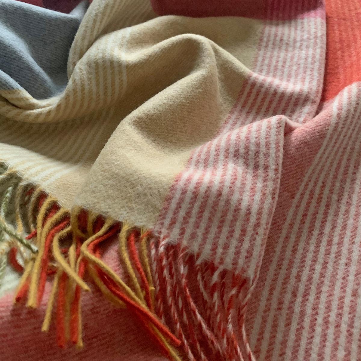 Плед с бахромой Nizza Eagle, 100% шерсть, 130х200см, яркая геометрия (col 100)