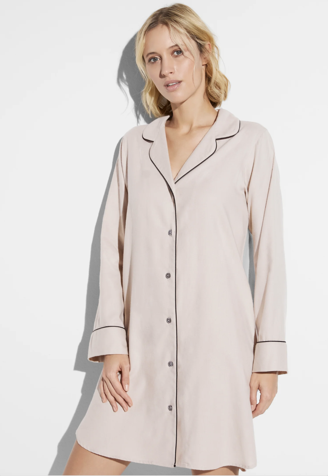 Рубашка женская домашняя Zimmerli, хлопок+шерсть, цвет: oat (овсяный), Winter 2024-25