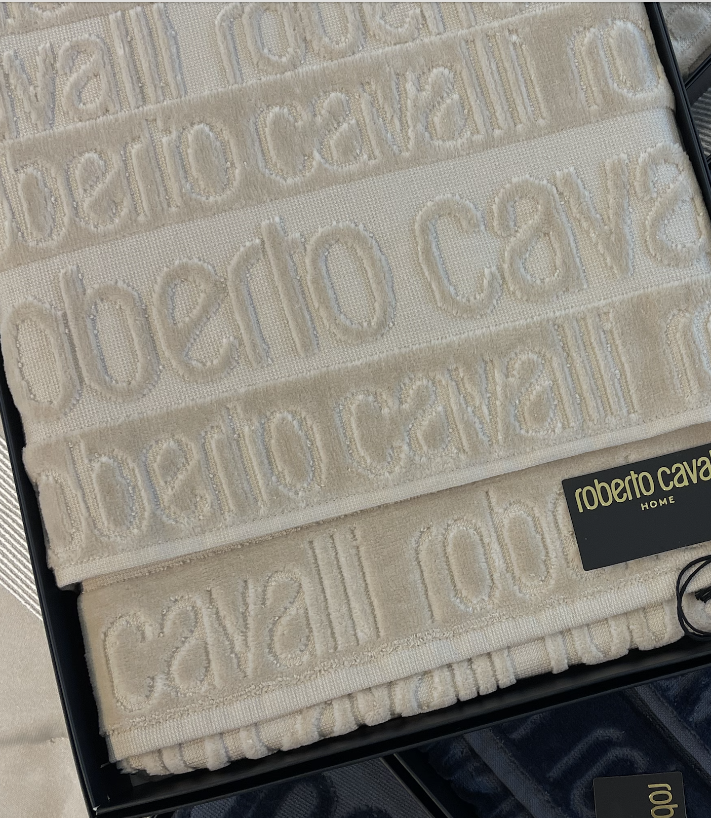 Полотенце 95*150см Roberto Cavalli Written, бежевый (col.809)