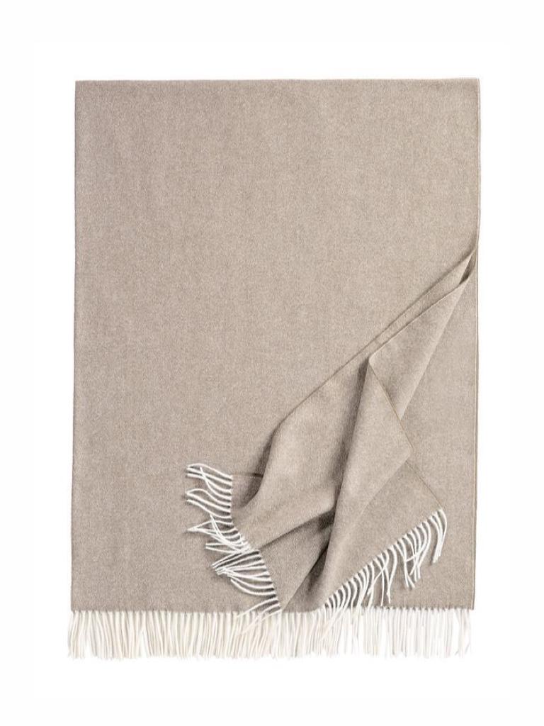 Плед с бахромой Boston Eagle, 100% овечья шерсть, 130x200см, Sand (песочный)