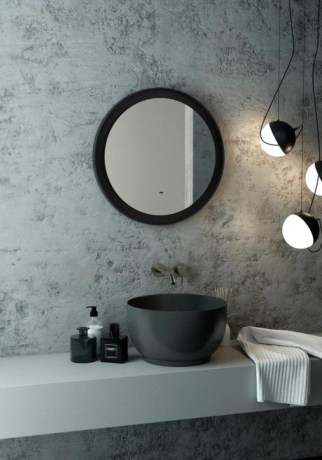 Зеркало Continent Planet Black LED теплая подсветка