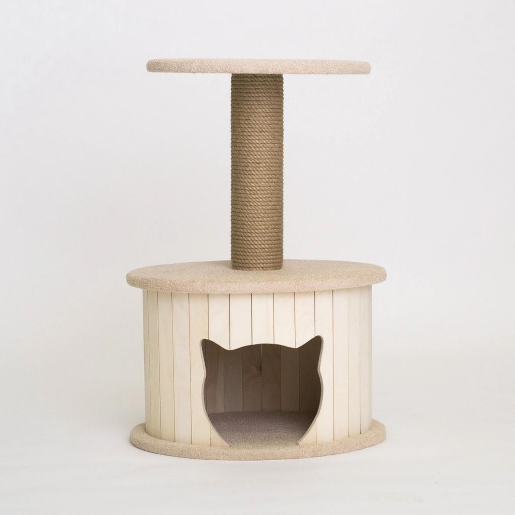 Мини - комплекс с домиком, когтеточкой и лежанкой сверху для кошки 76 см (арт. Kitti)