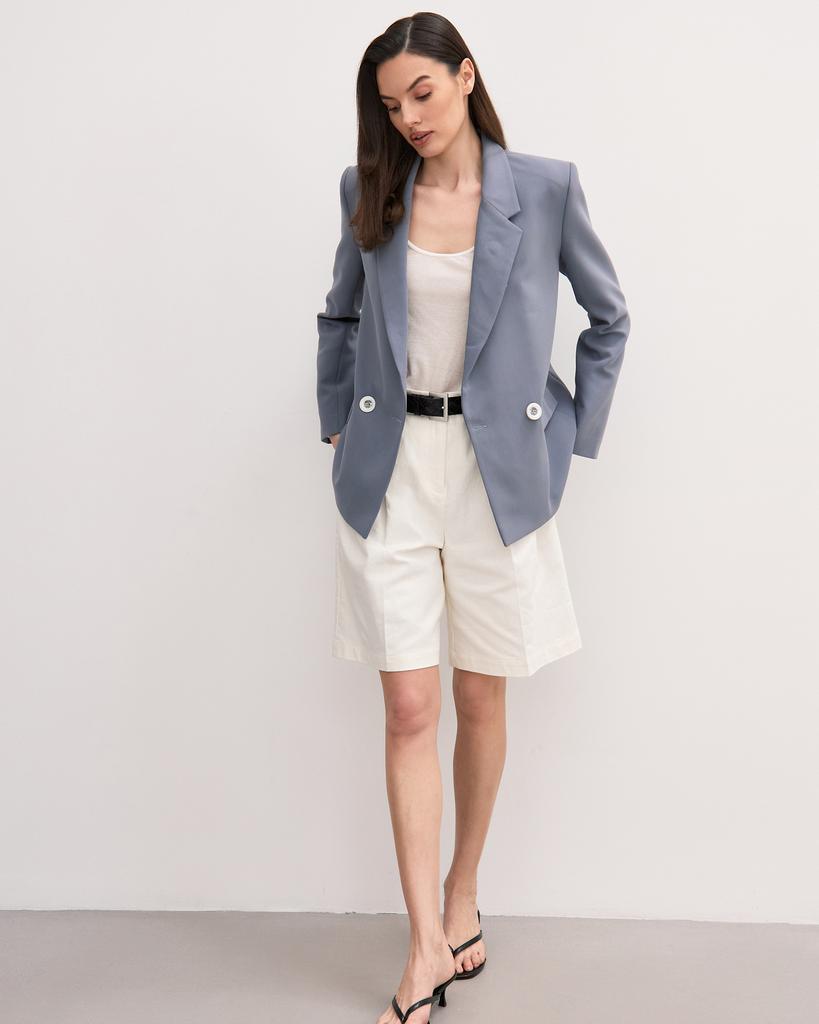 Пиджак двубортный серый