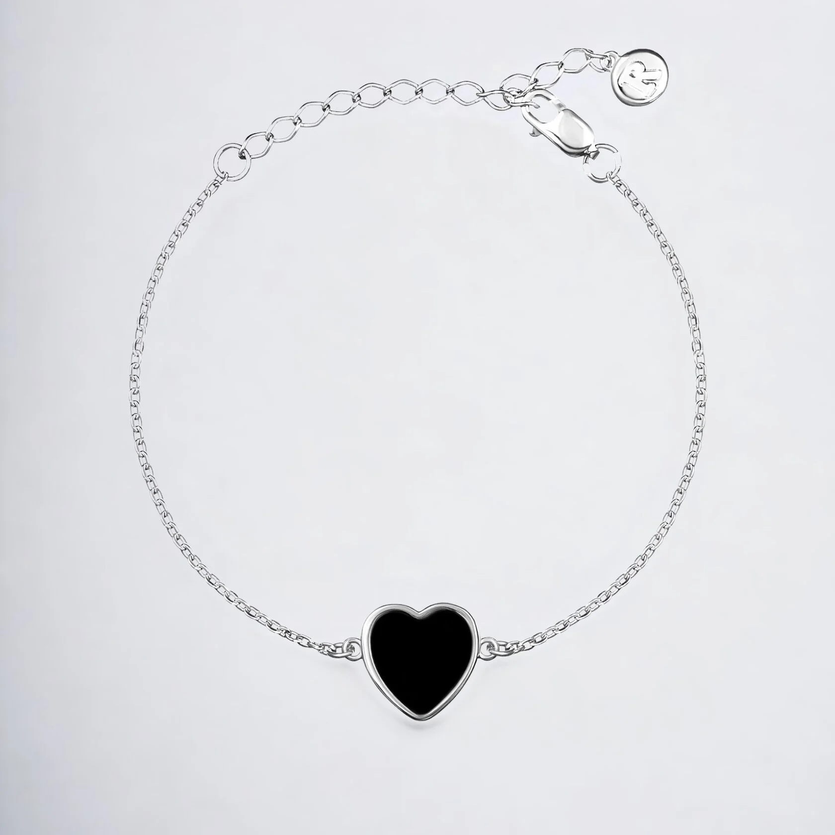 браслет с сердцем черный оникс