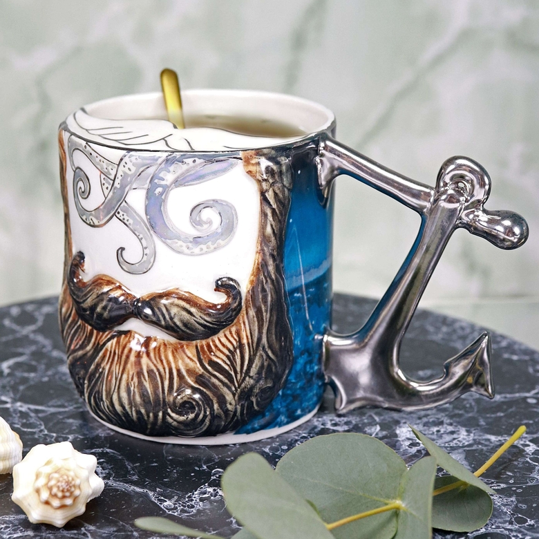 Moustache porcelain cup "Pirate"