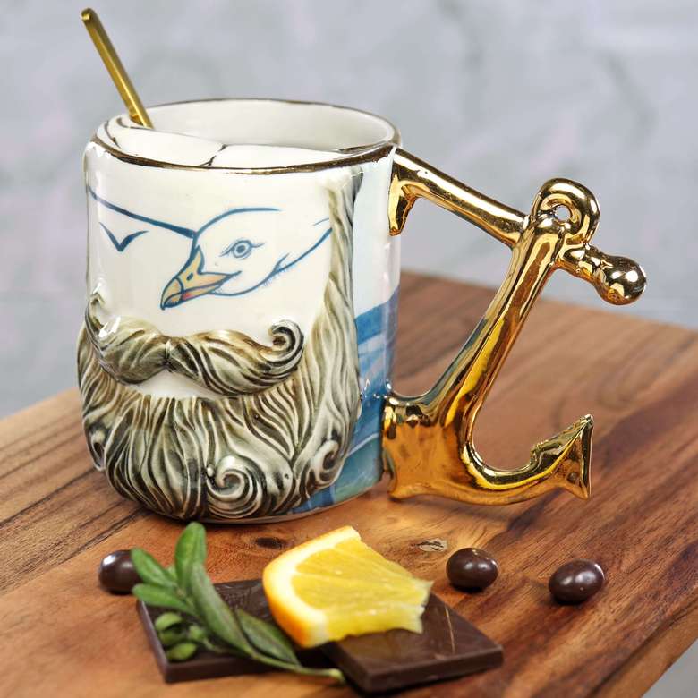 Чашка для усов Моряк День фарфоровая