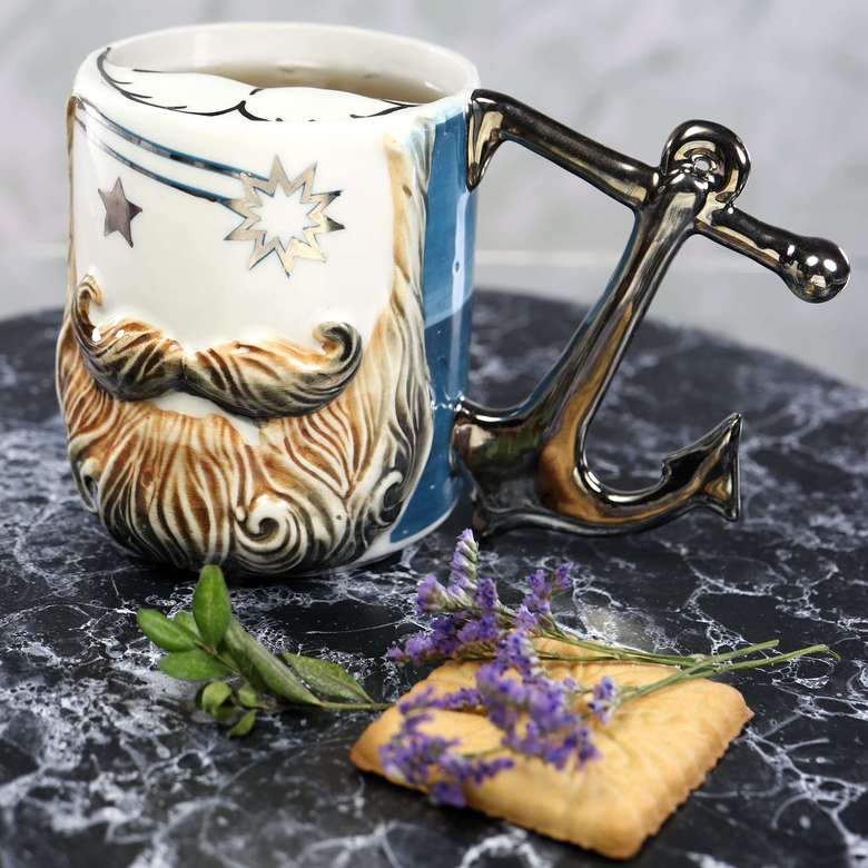 Porcelain mustache cup "Sailor. Night"