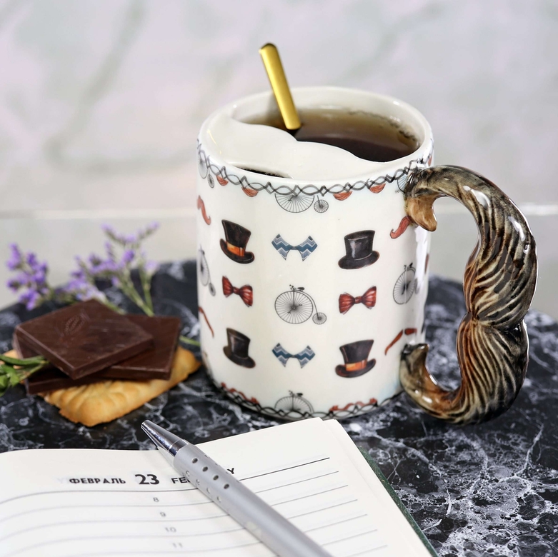 Чашка для усов Хипстер фарфоровая