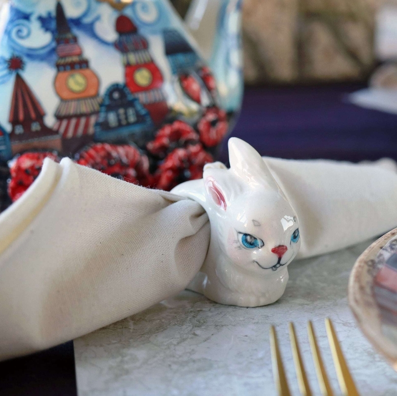 Handmade porcelain napkin rings "Rabbits"