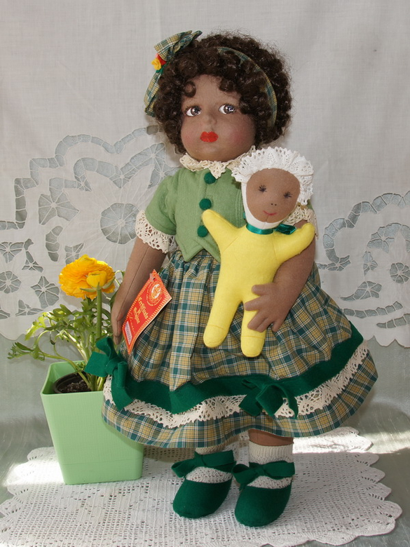 Винтажная темнокожая кукла Lenci, 48 см