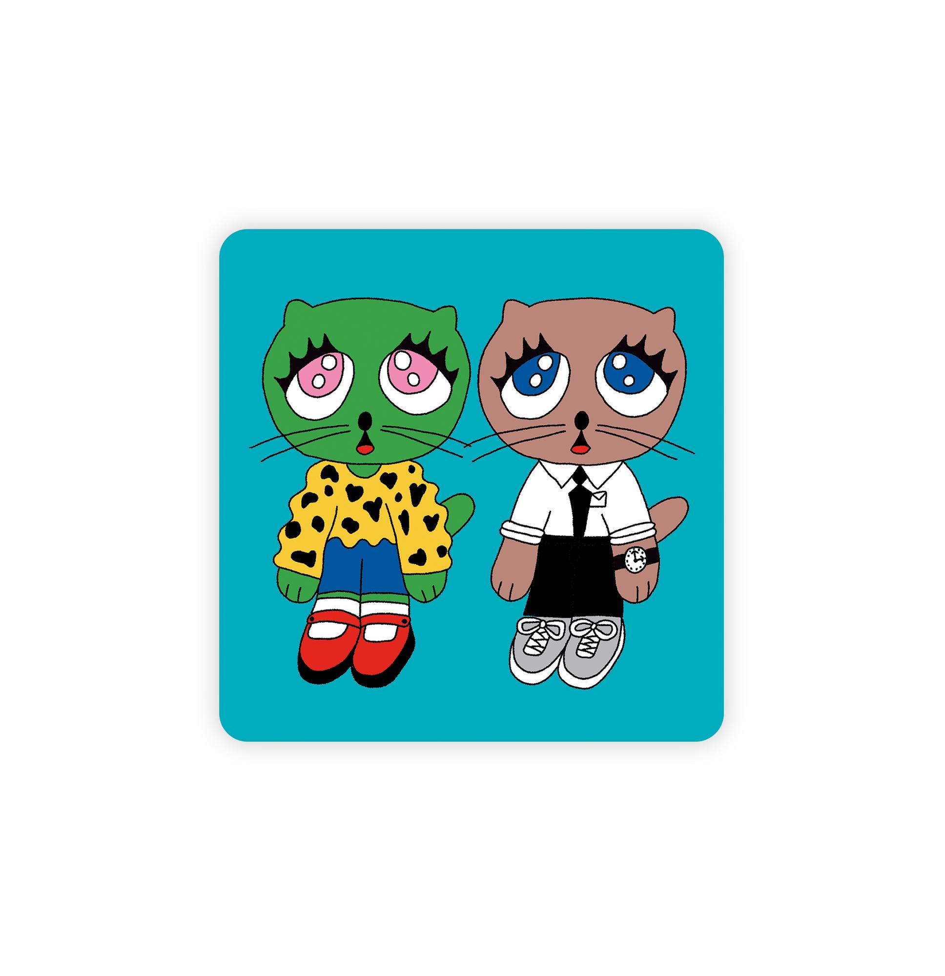 Открытка / Kittens / Sea green