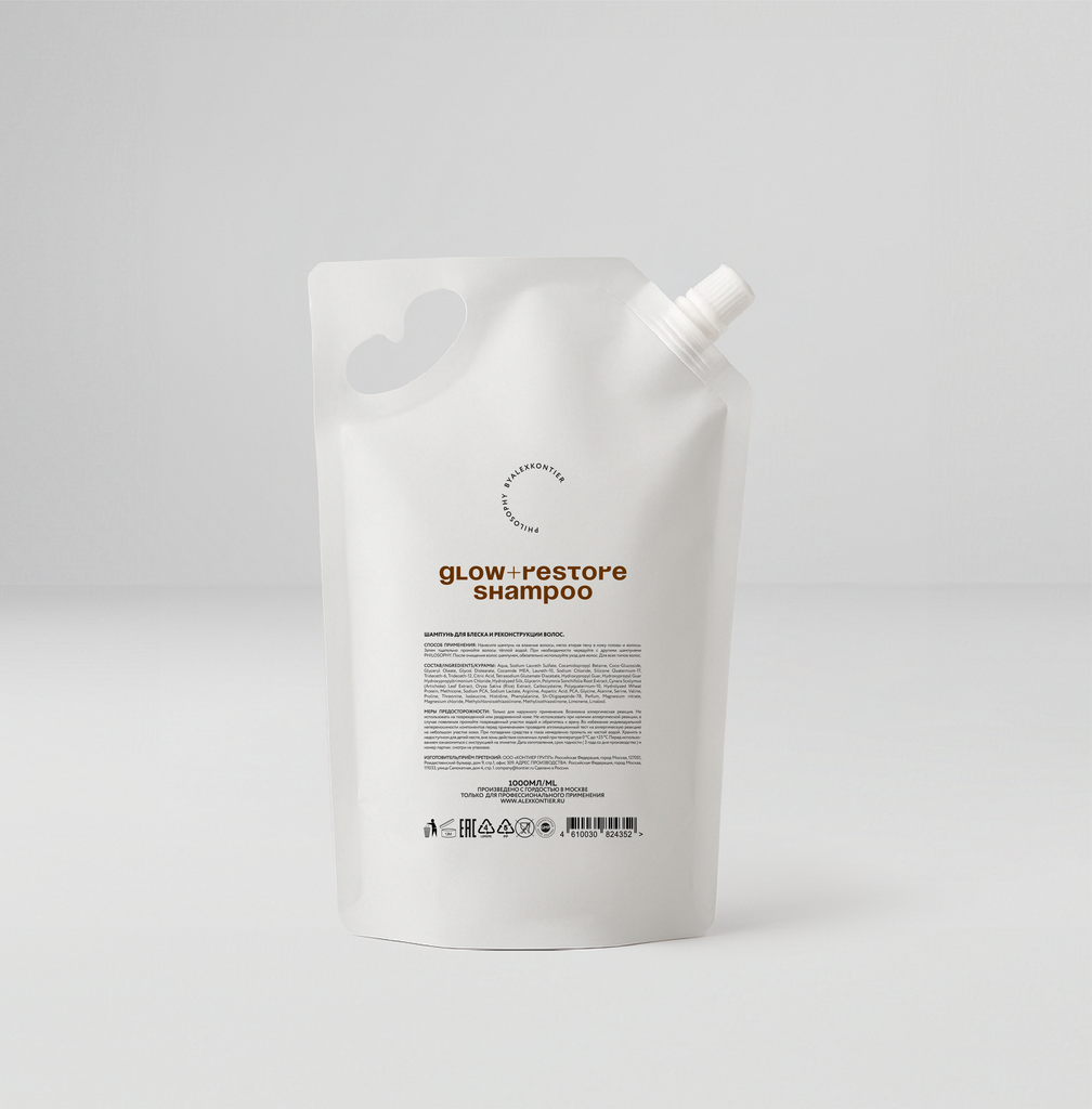 GLOW + RESTORE SHAMPOO REFILL Бондинг шампунь для блеска и реконструкции, 1000 мл