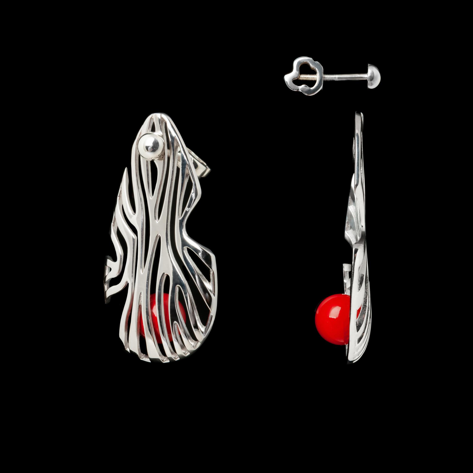 Серьги Коралловый Риф макси