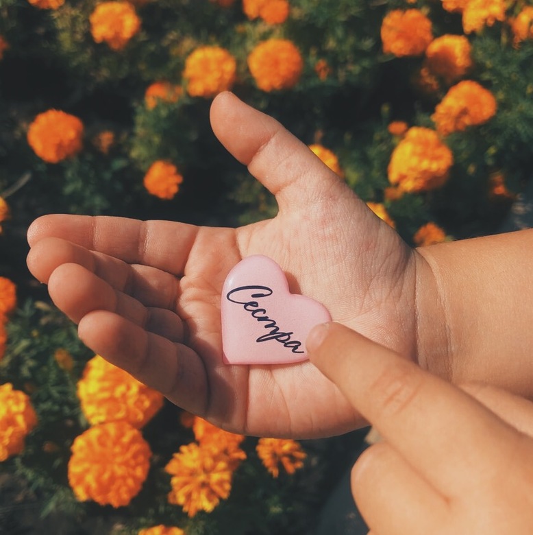 Heart shaped pin "Sister"