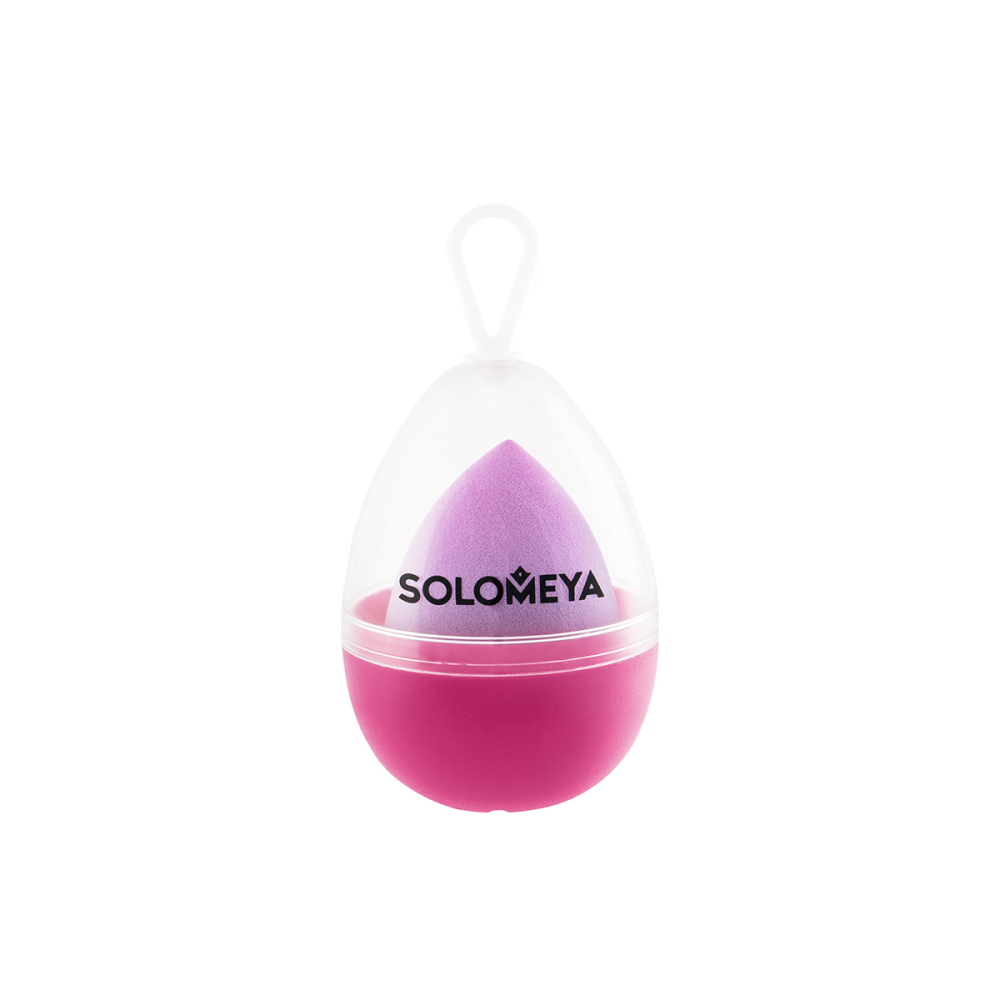 SOLOMEYA Спонж для макияжа ДВУСТОРОННИЙ XL косметический КАПЛЯ фиолетовый градиент Large Drop Double-ended Blending Sponge Purple Gradient, 1 шт