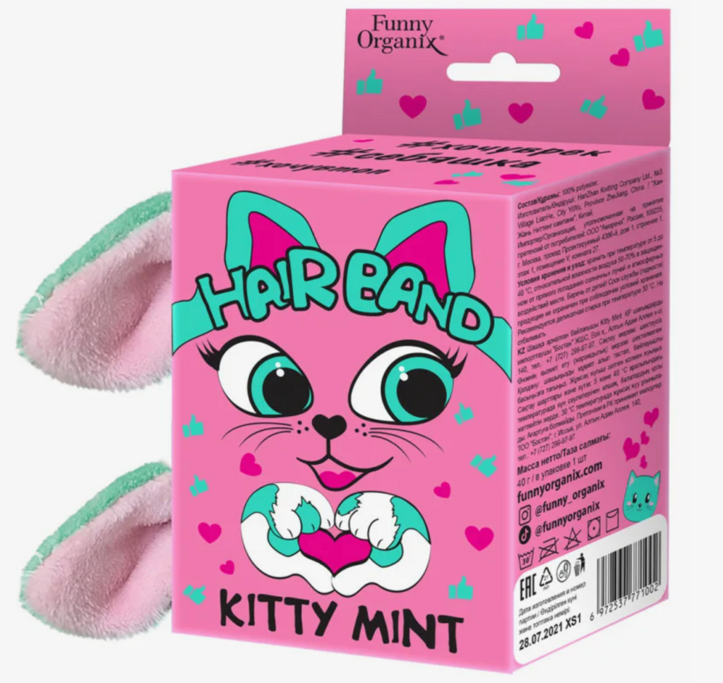 FUNNY ORGANIX Повязка для волос Funny Organix Kitty Mint, 1шт