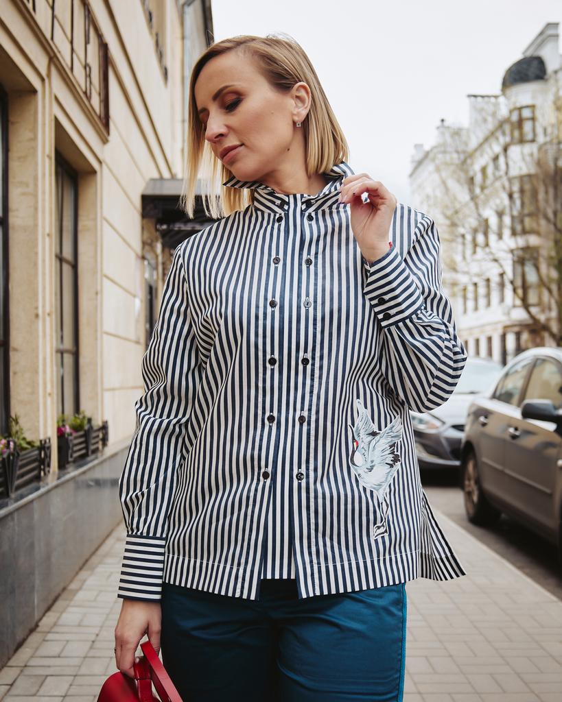 Рубашка полосатая с журавлём