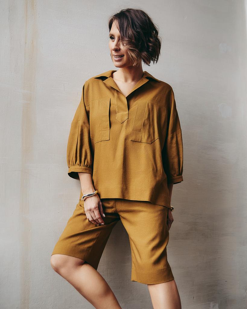 Шорты на резинке, золотые