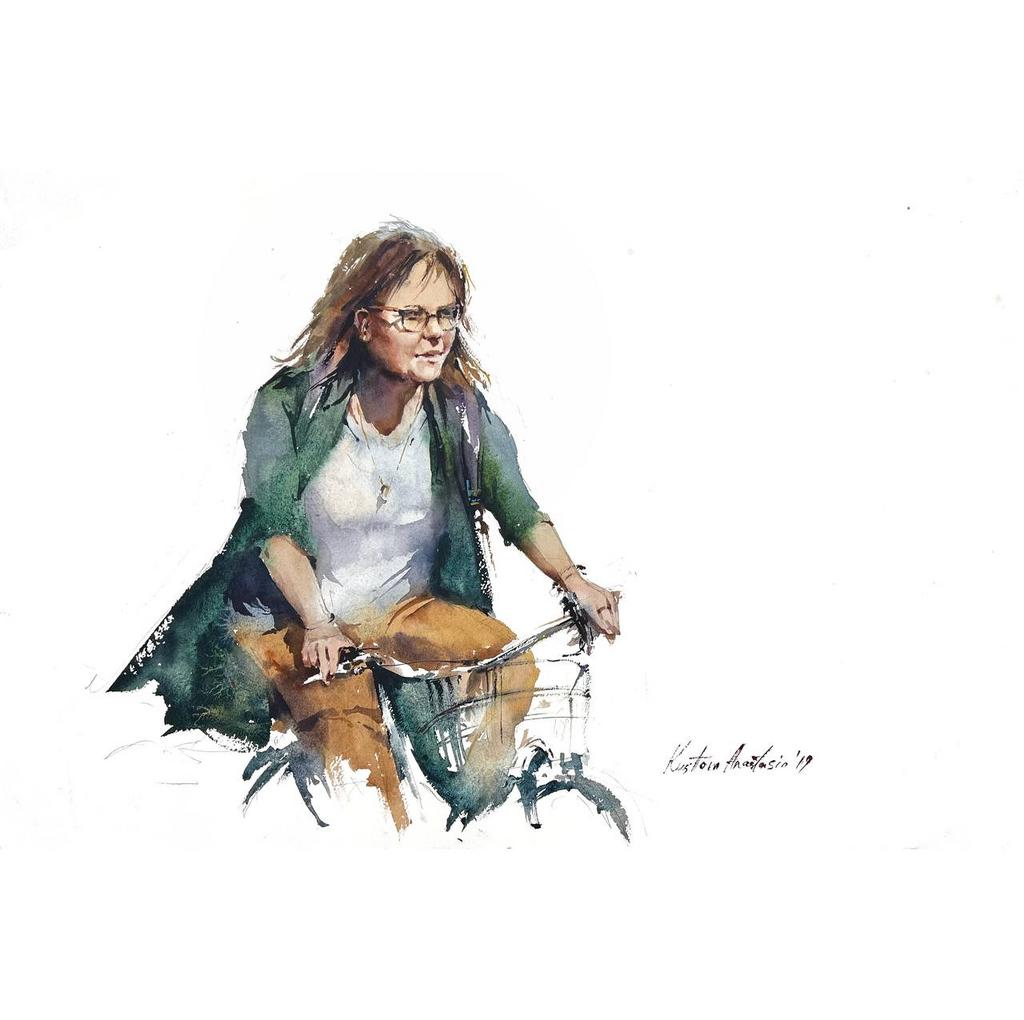 Картина  "Женщина на велосипеде”