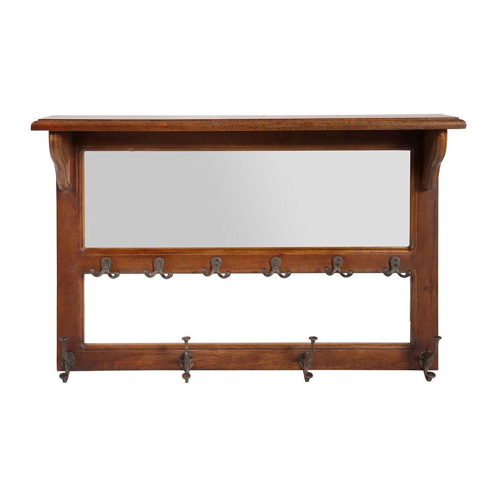 Полка с крючками и зеркалом