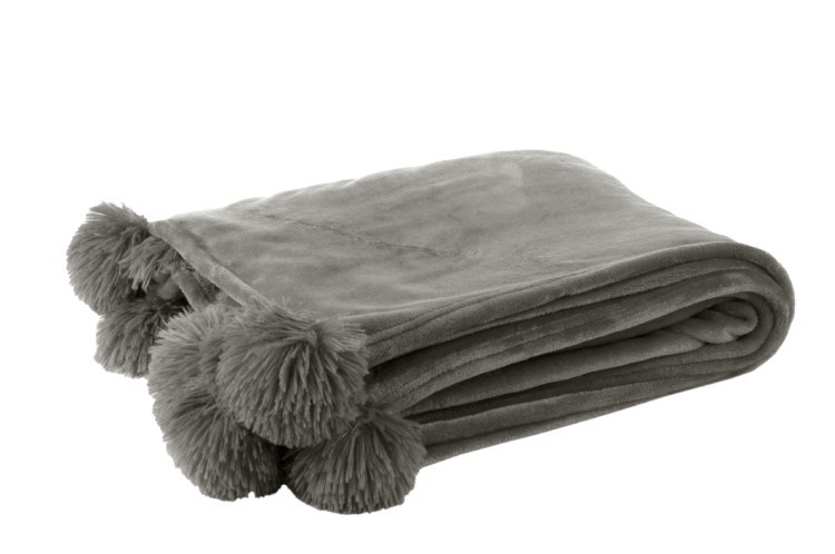 Плед "Пом-пон" темно-серый