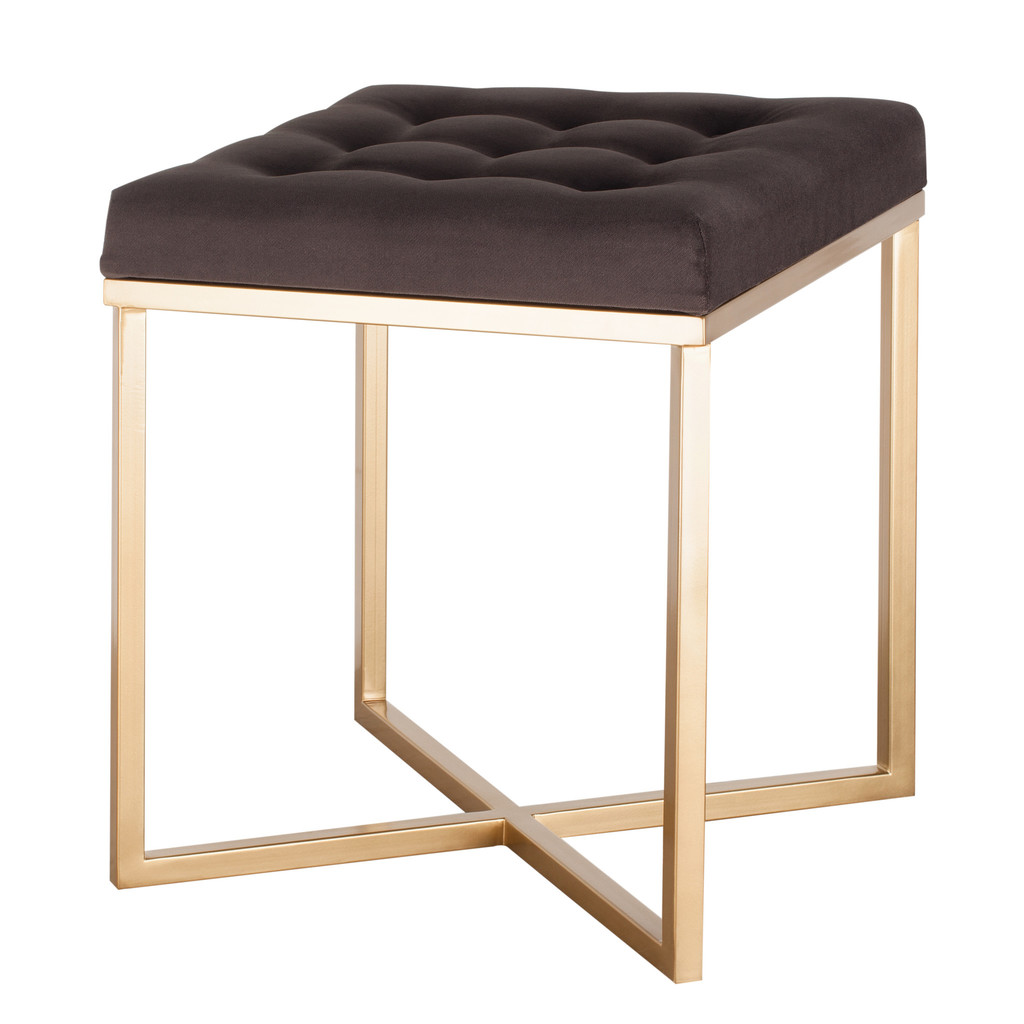 Пуф с золотым основанием и коричневой тканью от For Miss