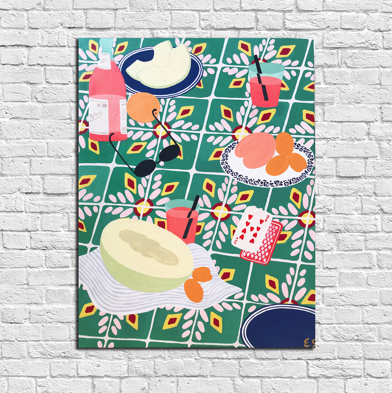 НАТЮРМОРТ С КАРТАМИ И СОЛНЕЧНЫМИ ОЧКАМИ 60x80 СМ