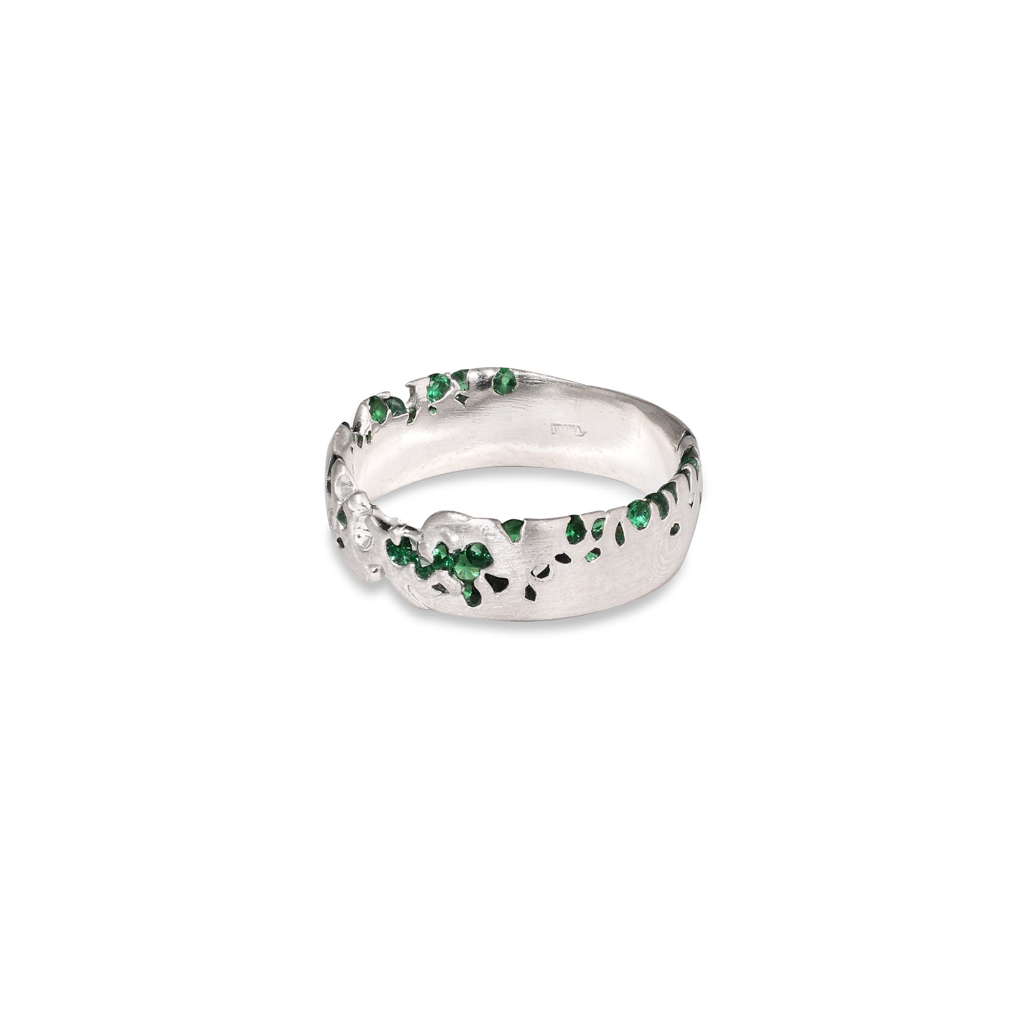 Most Art Metal Широкое кольцо с зелеными фианитами