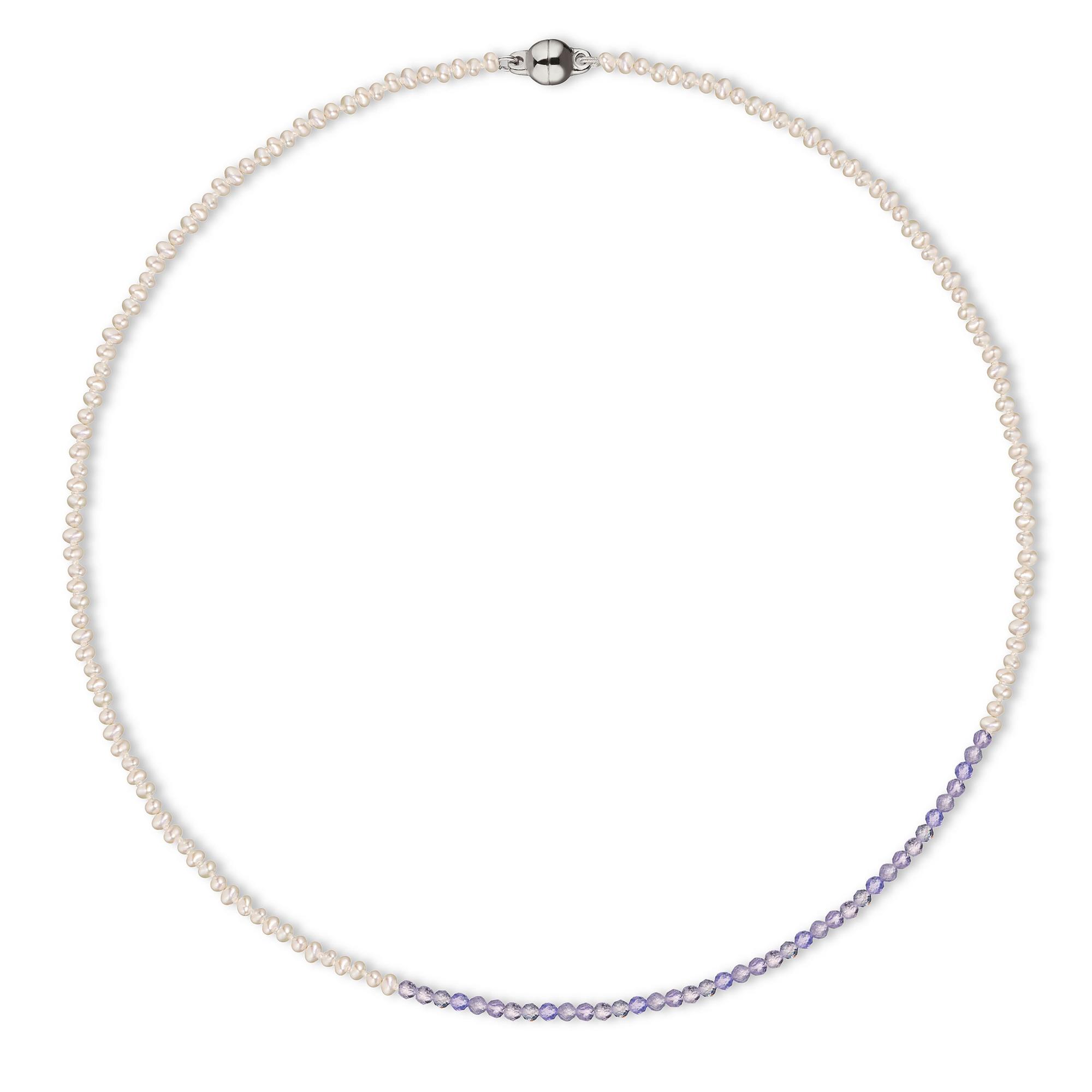 MA Колье с фиолетовыми танзанитами и речным жемчугом
