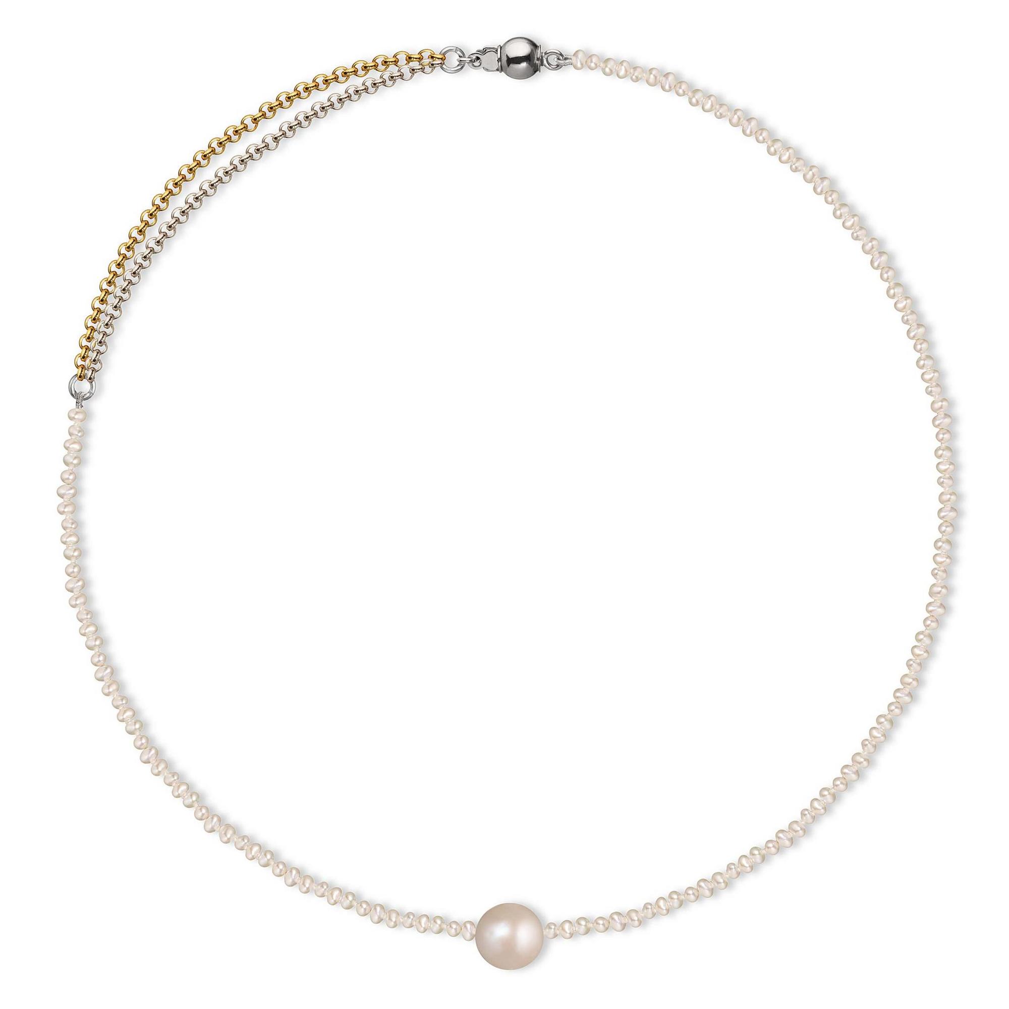 MA Колье с жемчугом и позолоченной цепочкой