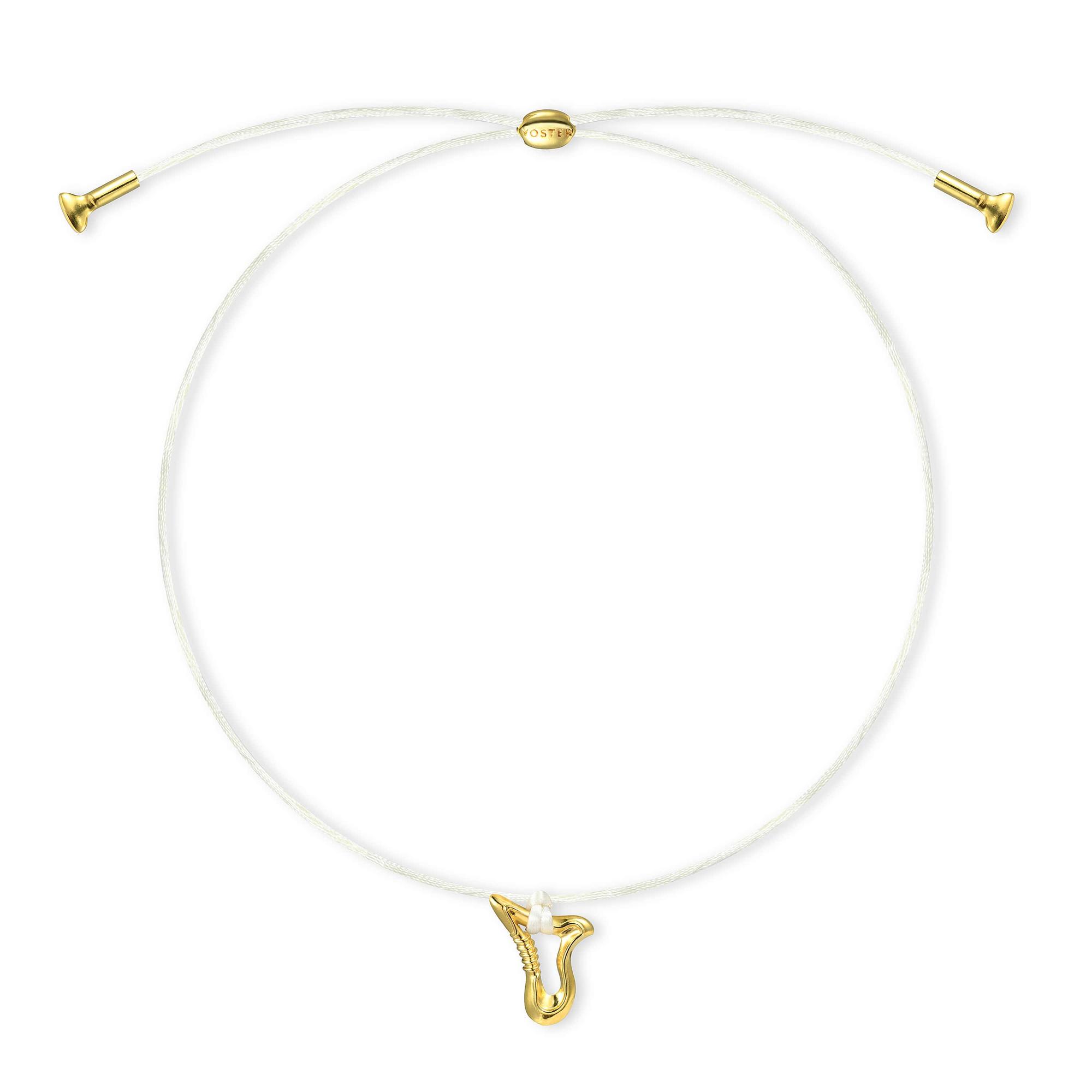 YOSTER Подвеска Knots в позолоте с белым шелковым шнурком