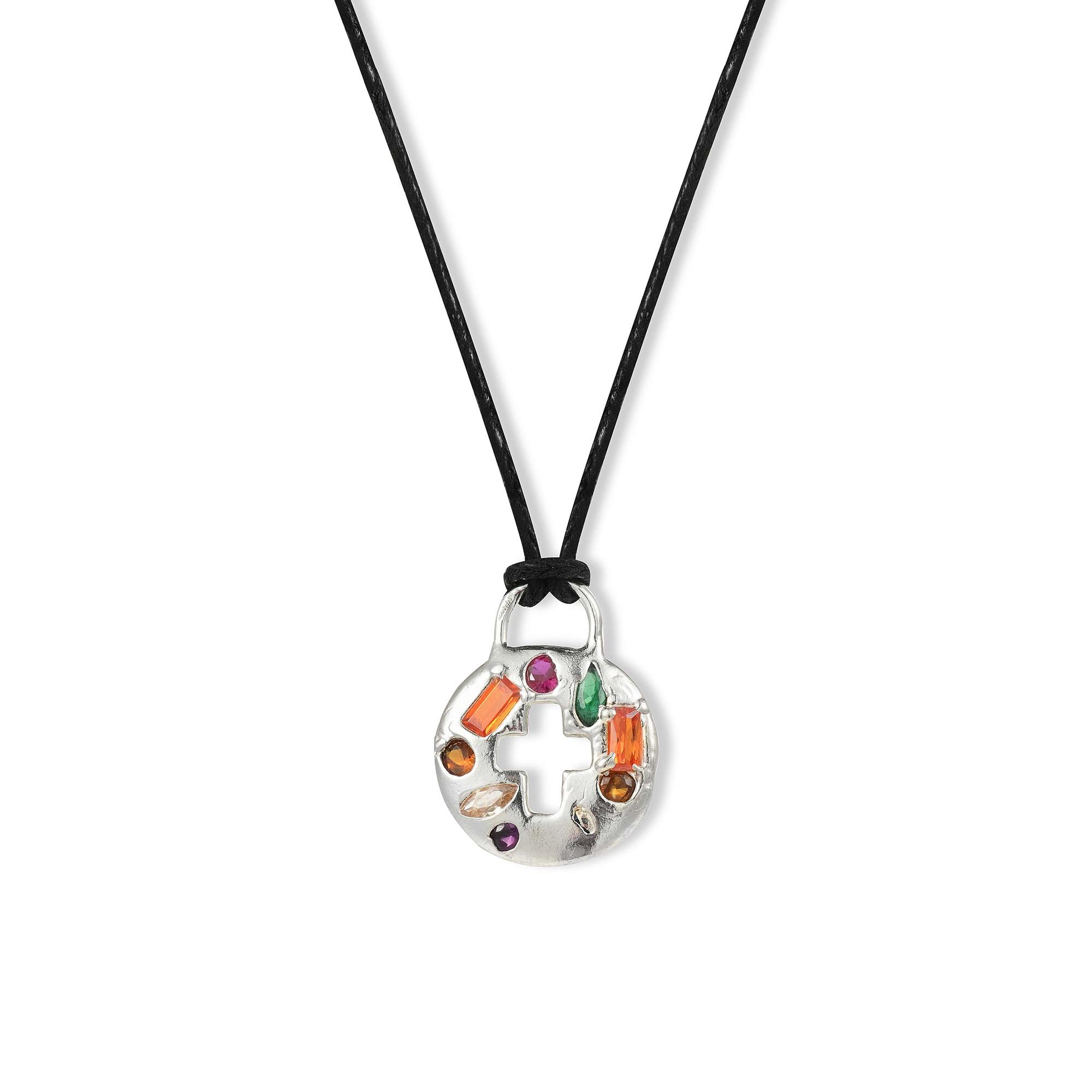 Most Art Metal Кулон круглой формы на шнурке с вплавленными фианитами