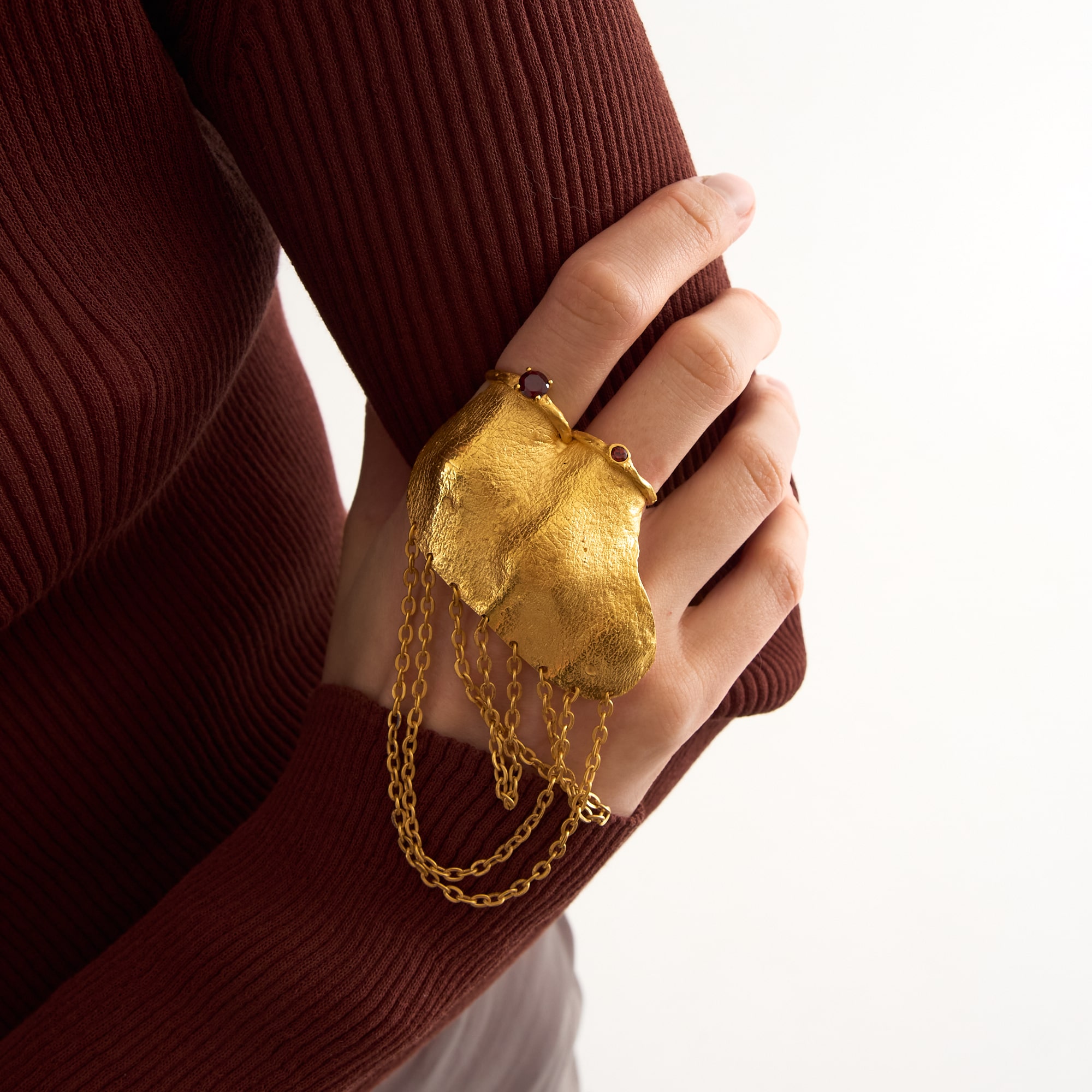 Sergacheva Jewelry Двойное кольцо Рука с цепочкой