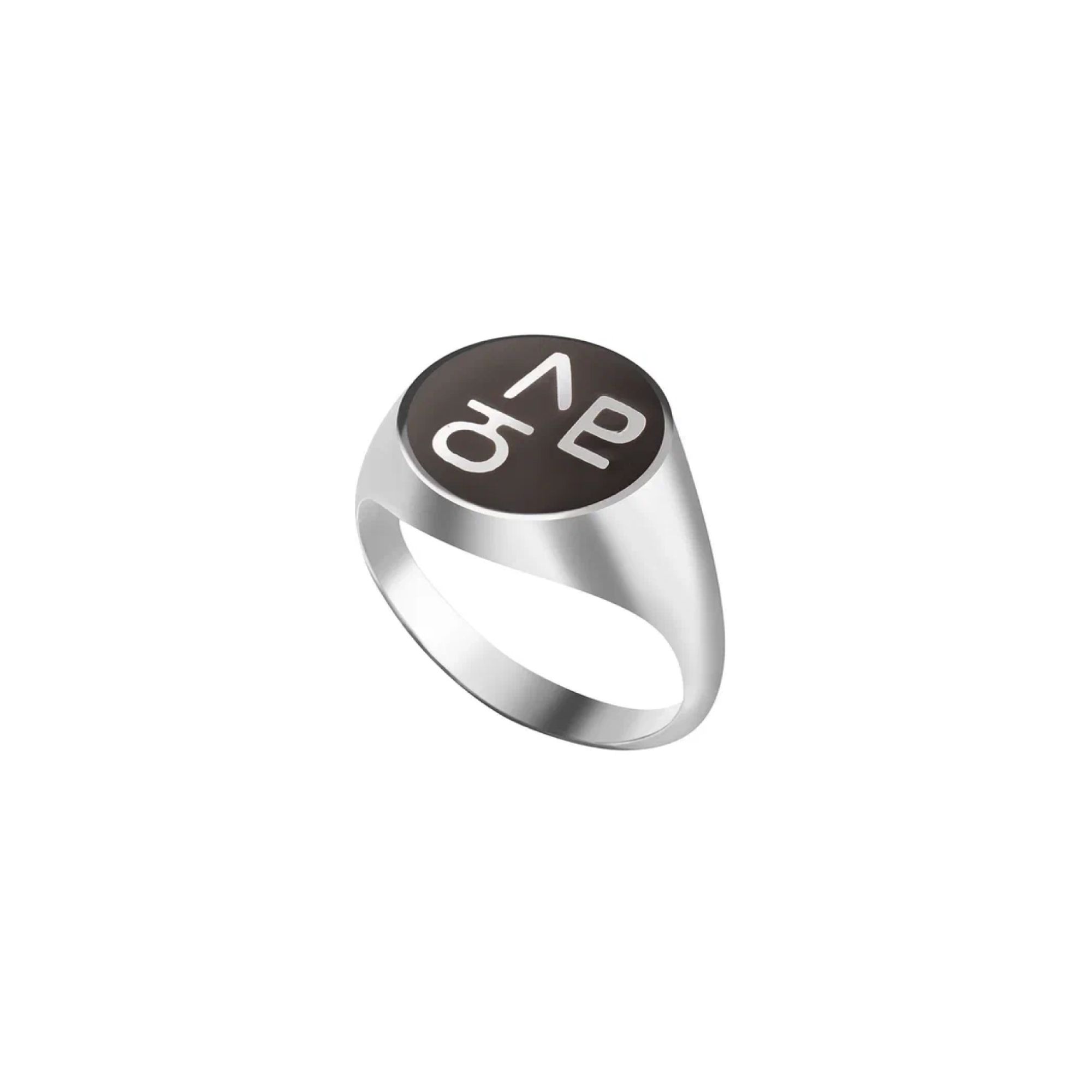 Arha Jewelry Кольцо-печатка Бесконечное люблю с черной эмалью