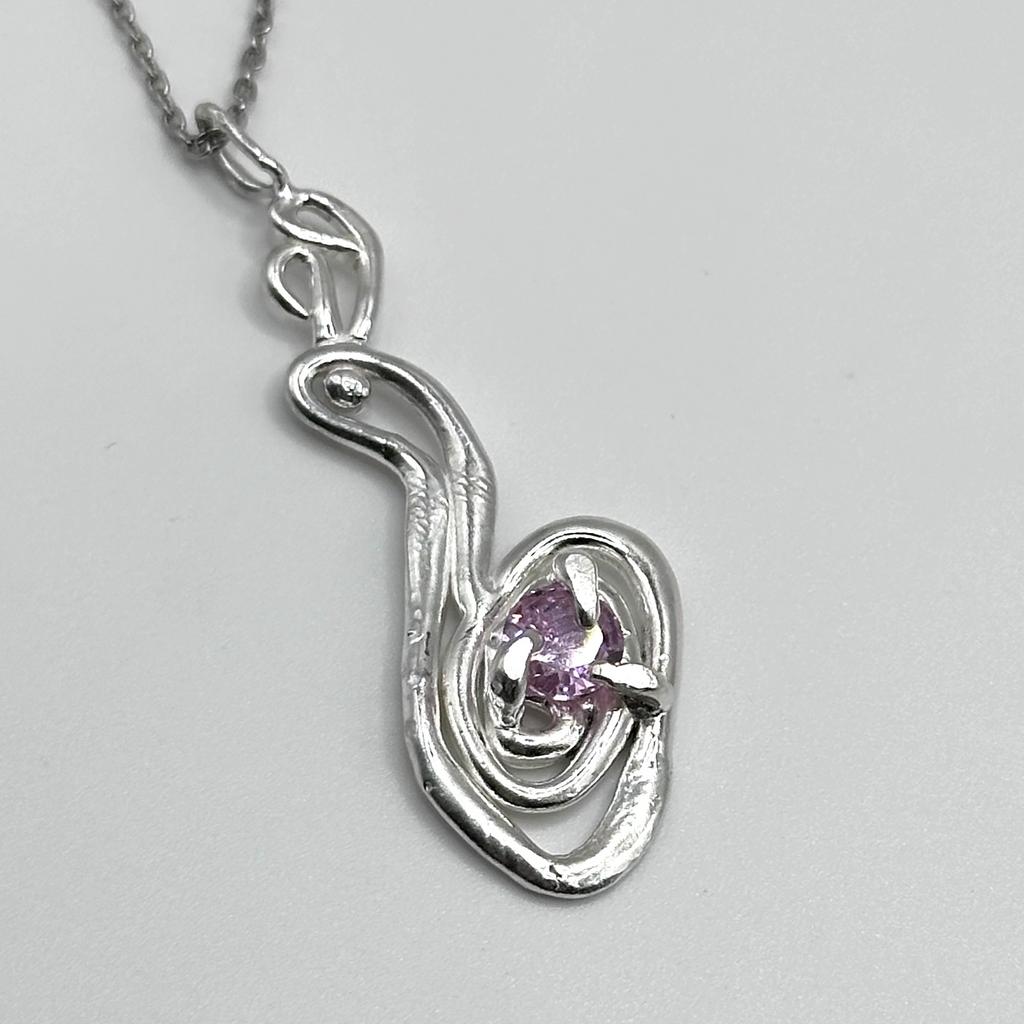 Подвеска с фианитом «Улитка»