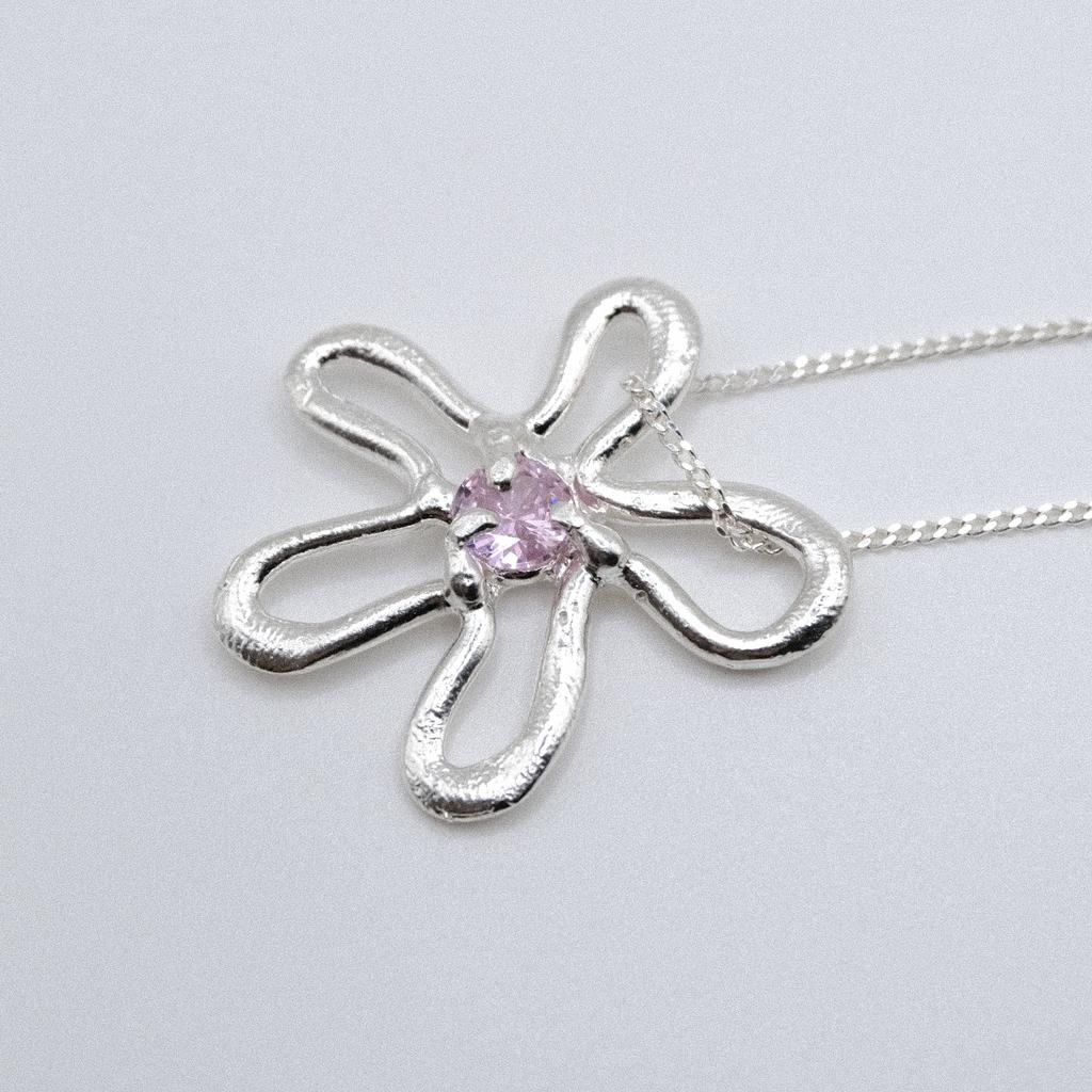 Подвеска «Цветик» с розовым фианитом