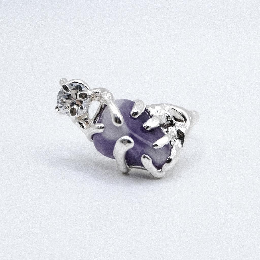 Кольцо с аметистом и белым фианитом (skol*zko)