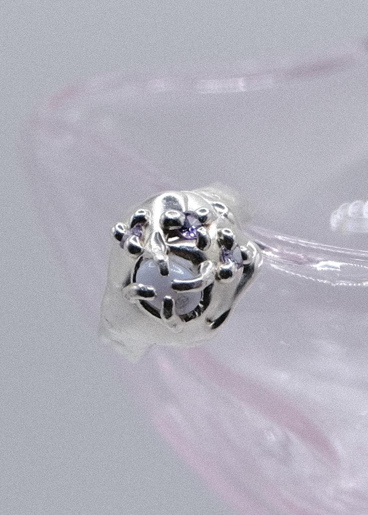 Кольцо “Shell” с агатом и фианитами