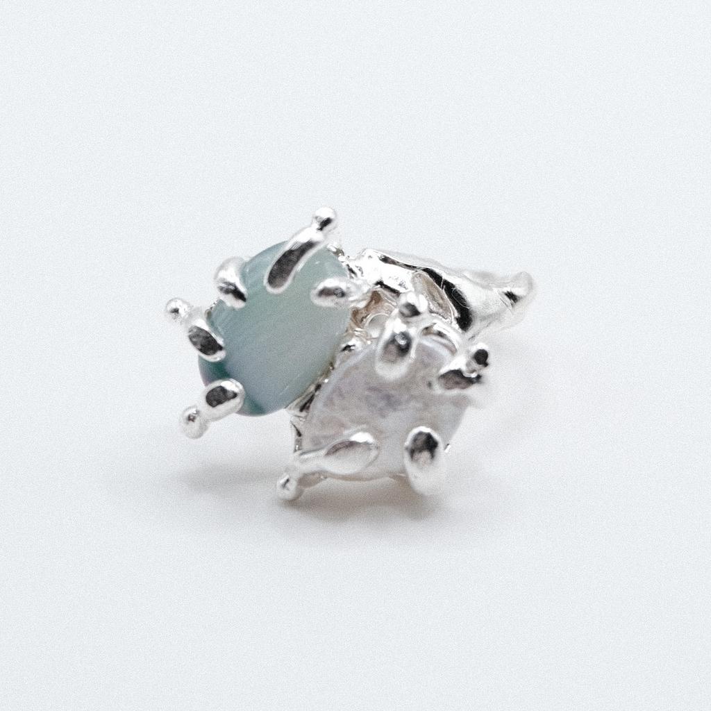 Кольцо с жемчугом и агатом