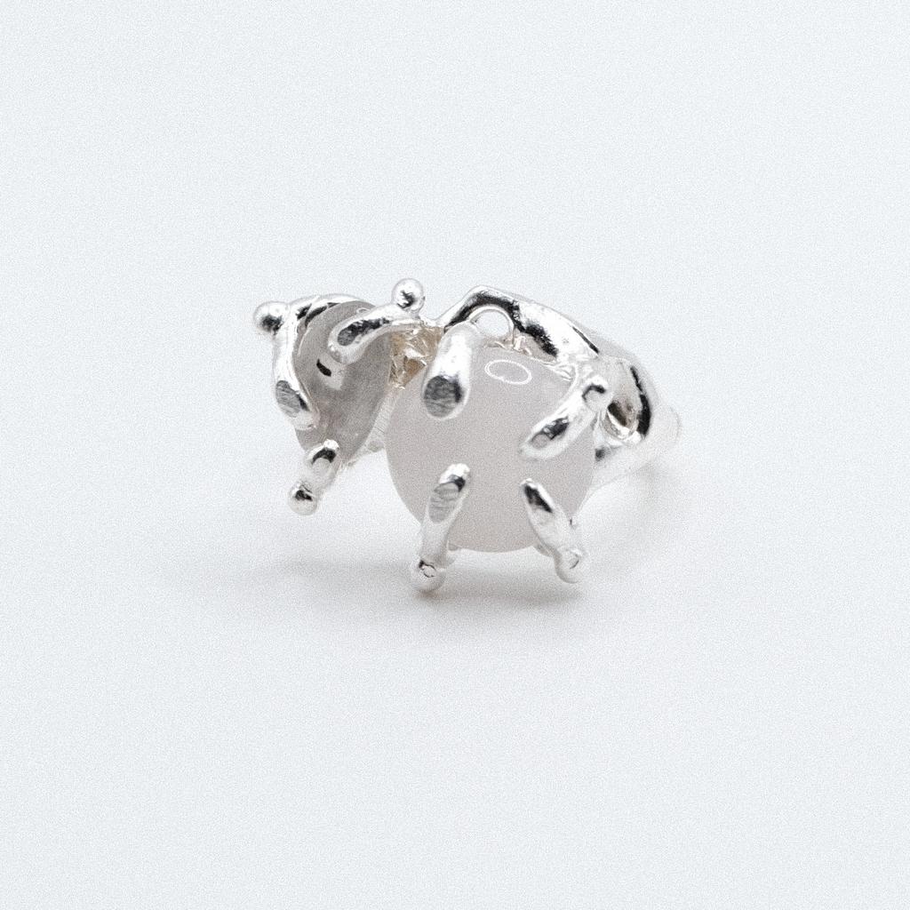 Кольцо с кварцем и лабрадоритом