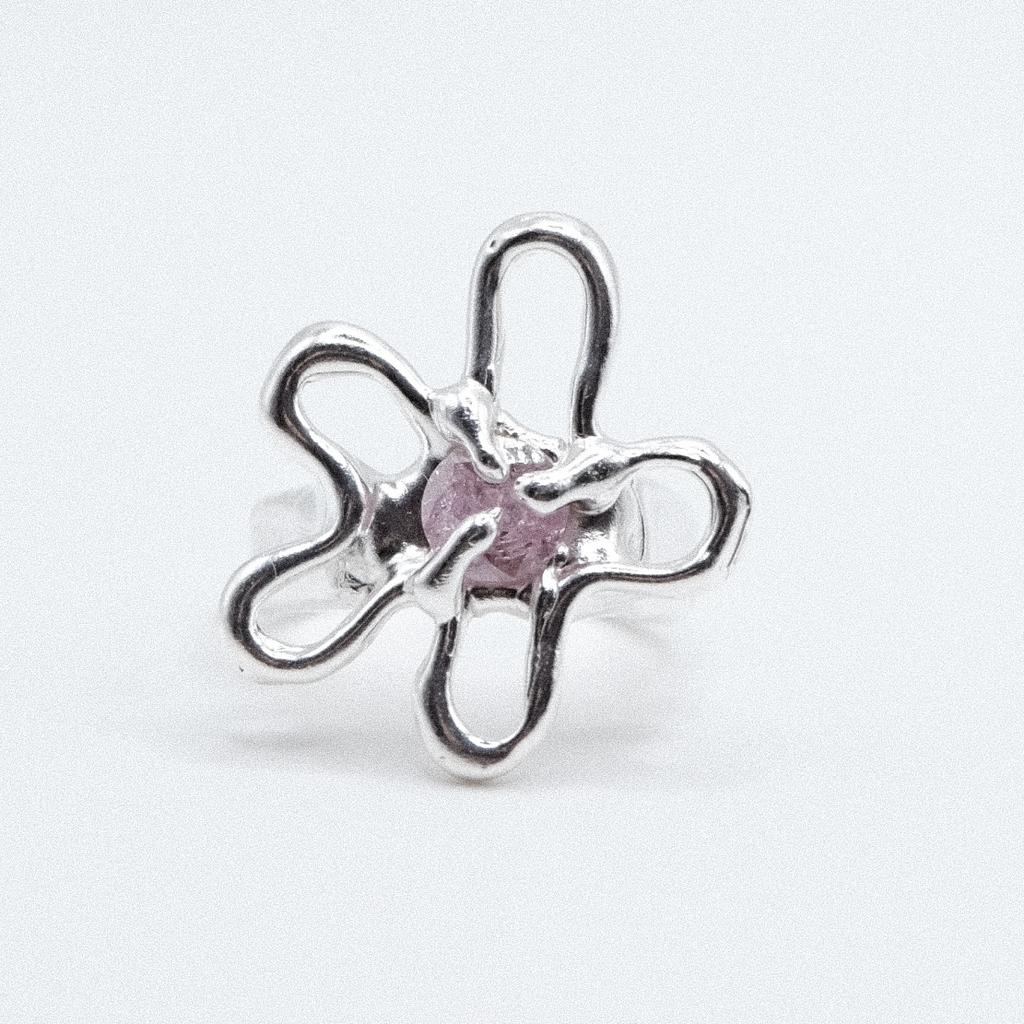 Кольцо «Цветик» с розовым фианитом