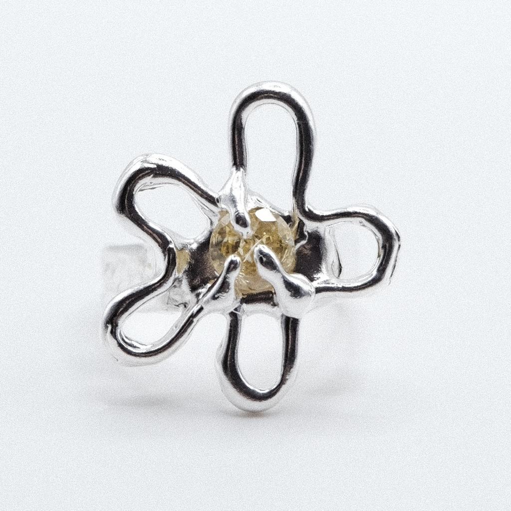 Кольцо «Цветик» с жёлтым фианитом