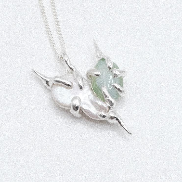 Подвеска с жемчугом и агатом «You/me»